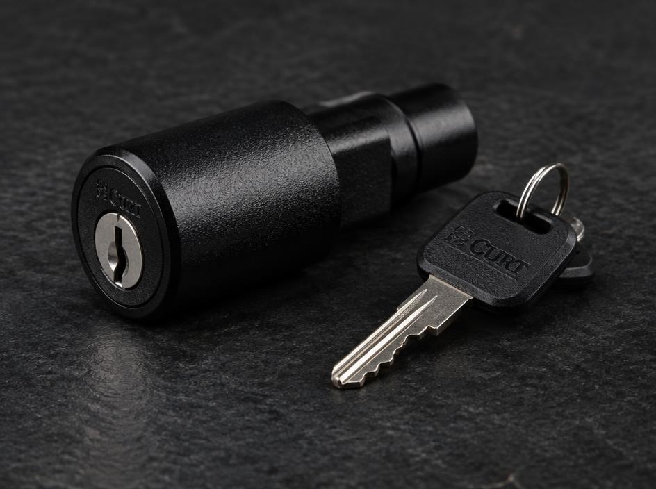 Trailer hitch receiver lock with key